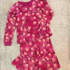Dream Pink Kids Pajamas with Holiday Print SZ 6